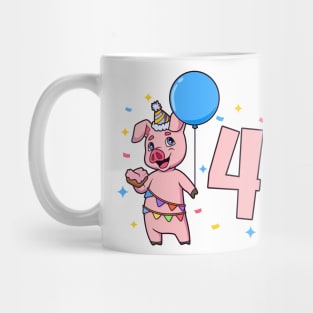 I am 4 with pig - kids birthday 4 years old Mug